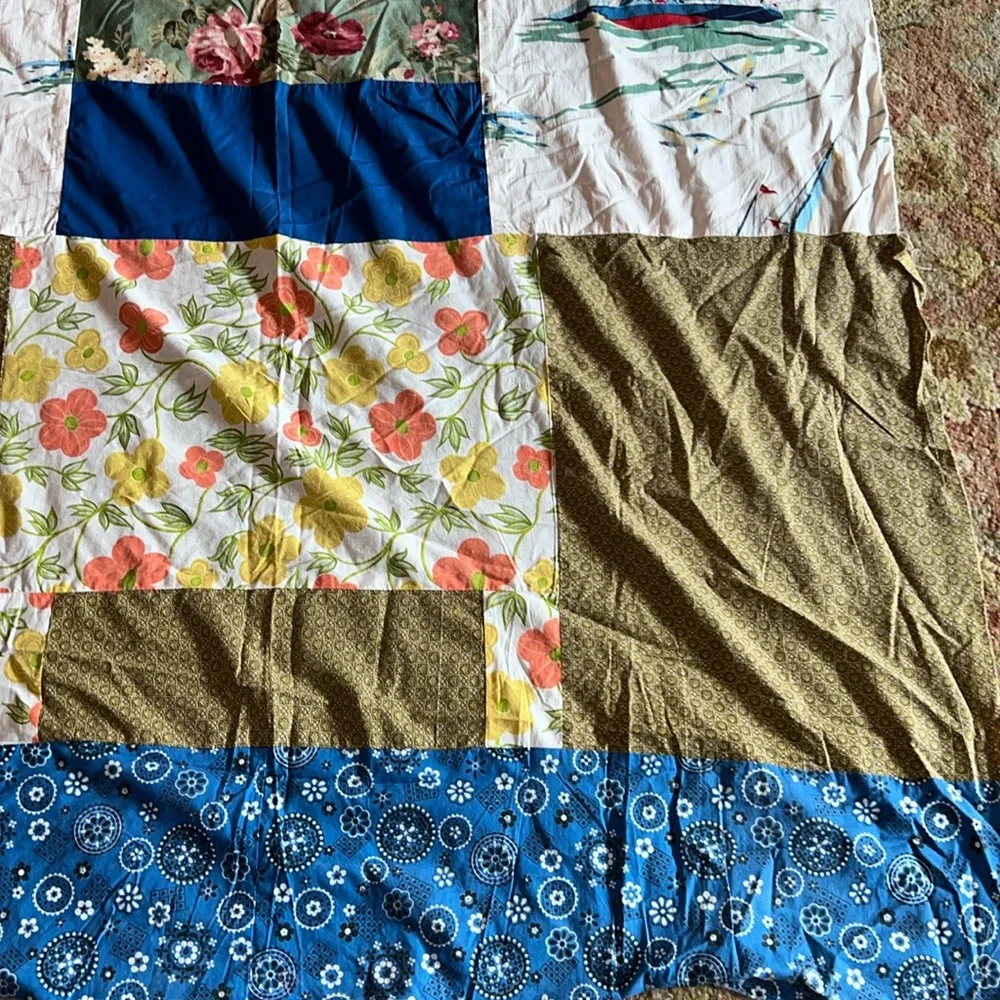MCM handmade Quilt top unfinished sailing boats 54” x 92”